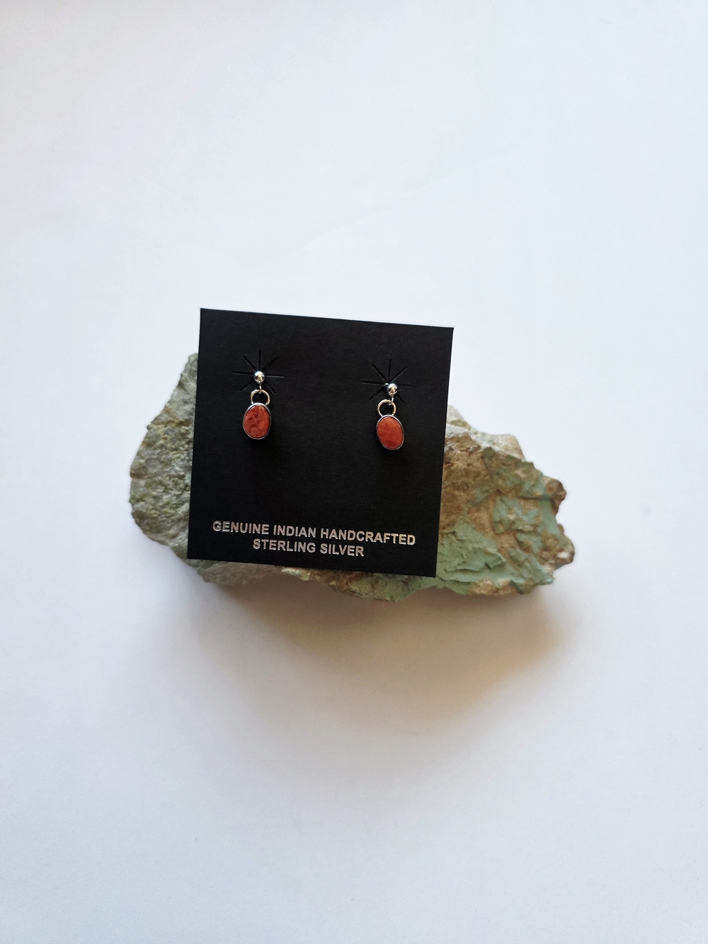Sterling Silver Red Stone Drop Earrings - Genuine Handcrafted